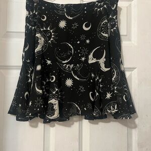 Black Celestial Print Skirt